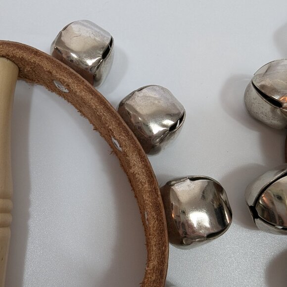 Set of 2 Westco Hand Sleigh Bells - Wooden Handle 5 Bells Each - Picture 5 of 7